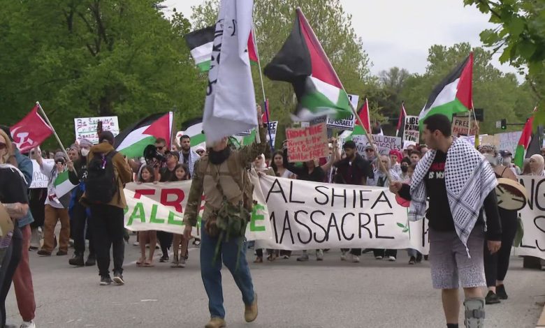 Protesta pro palestina en el Campus de la Universidad de Chicago