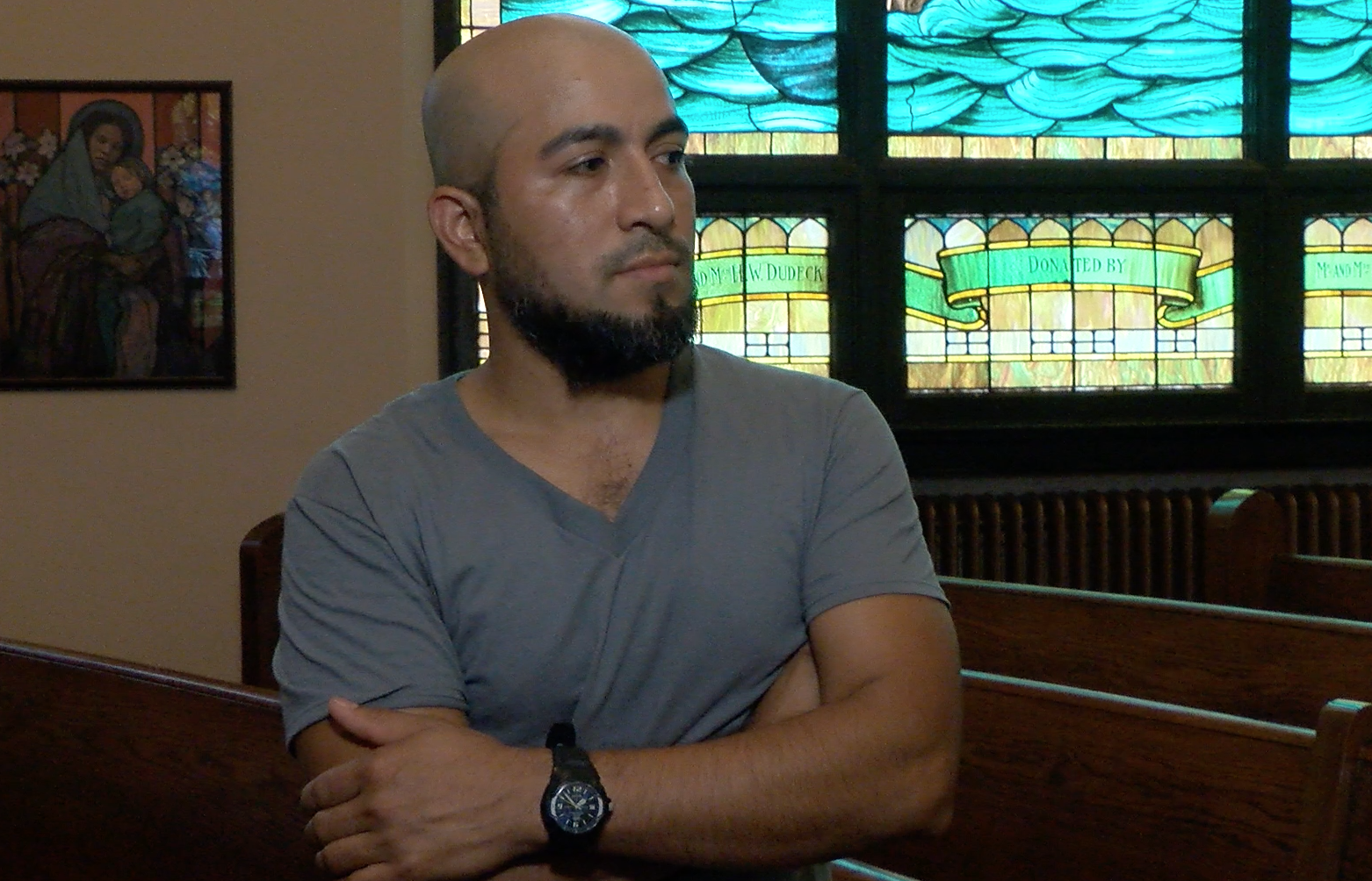 Alex Garcia, refugiado en Santuario en una iglesia de Maplewood, Missouri.